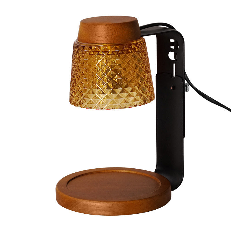 Lampe de table en métal et verre Art déco moderne à 1 lumière en forme de frustum avec cire fondue pour chambre 