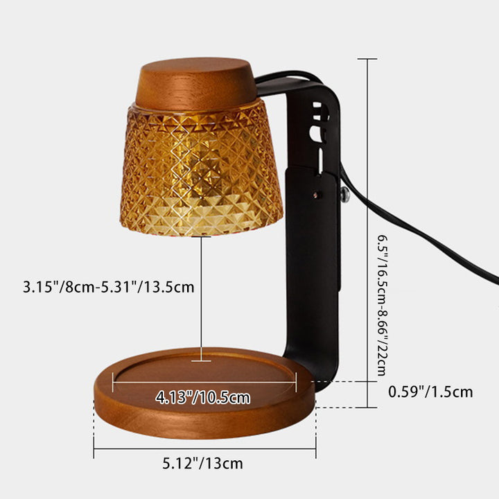 Lampe de table en métal et verre Art déco moderne à 1 lumière en forme de frustum avec cire fondue pour chambre 