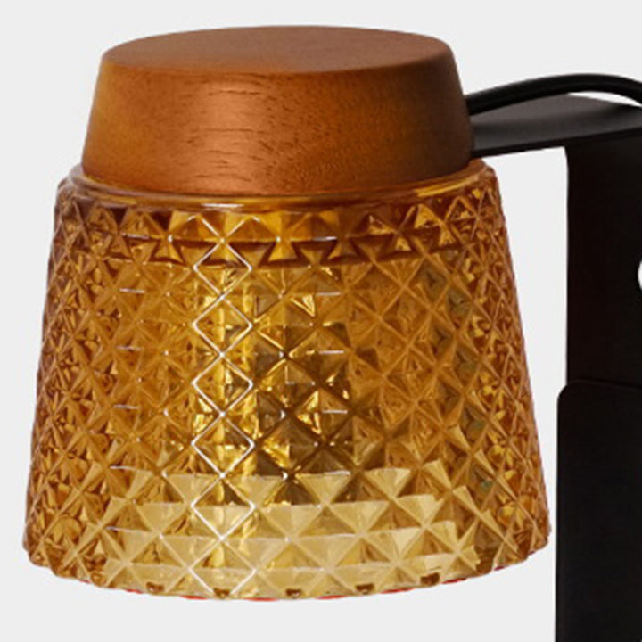 Lampe de table en métal et verre Art déco moderne à 1 lumière en forme de frustum avec cire fondue pour chambre 