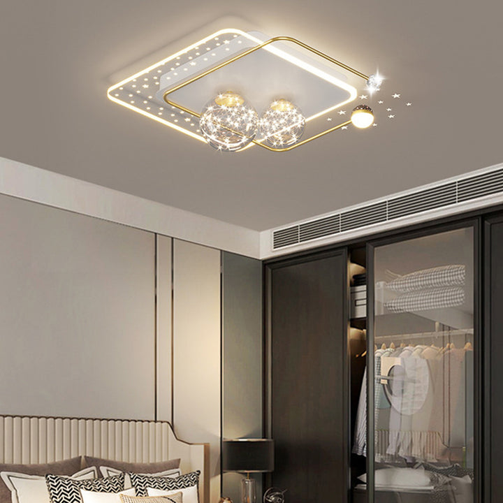 Contemporary Creative Star Round Iron Acrylic LED Flush Mount Ceiling Light For Bedroom