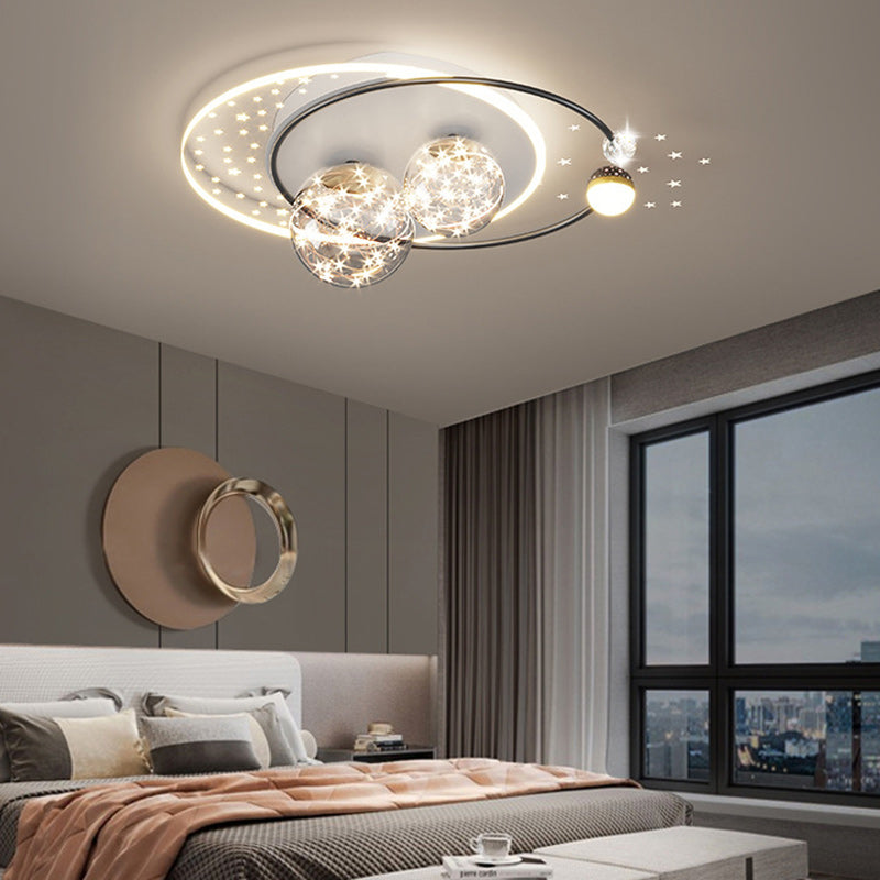 Étoile créative contemporaine ronde en fer et acrylique LED plafonnier pour chambre 