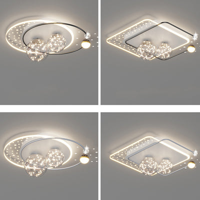 Étoile créative contemporaine ronde en fer et acrylique LED plafonnier pour chambre 