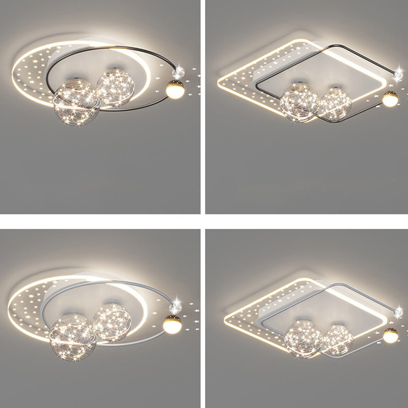 Étoile créative contemporaine ronde en fer et acrylique LED plafonnier pour chambre 