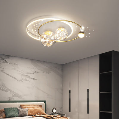 Étoile créative contemporaine ronde en fer et acrylique LED plafonnier pour chambre 