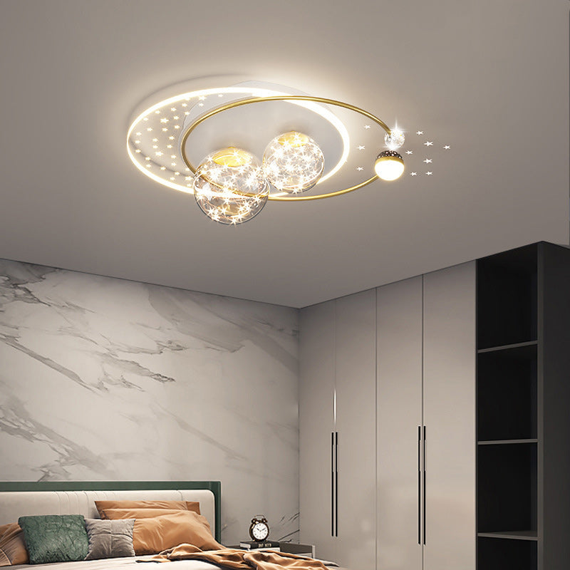Étoile créative contemporaine ronde en fer et acrylique LED plafonnier pour chambre 