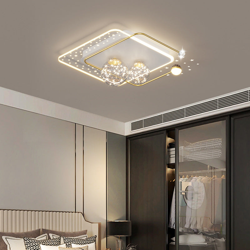 Étoile créative contemporaine ronde en fer et acrylique LED plafonnier pour chambre 