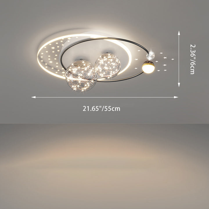 Contemporary Creative Star Round Iron Acrylic LED Flush Mount Ceiling Light For Bedroom