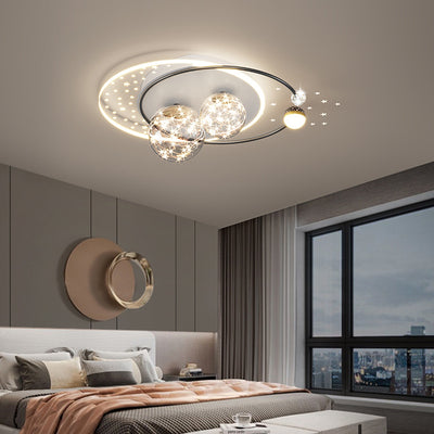 Étoile créative contemporaine ronde en fer et acrylique LED plafonnier pour chambre 