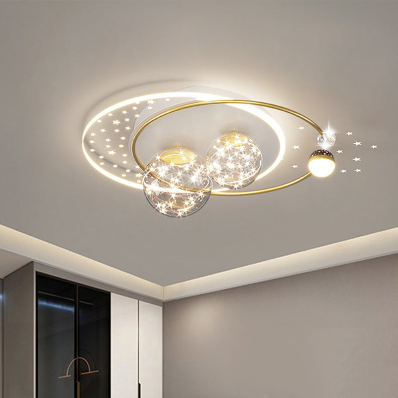 Étoile créative contemporaine ronde en fer et acrylique LED plafonnier pour chambre 