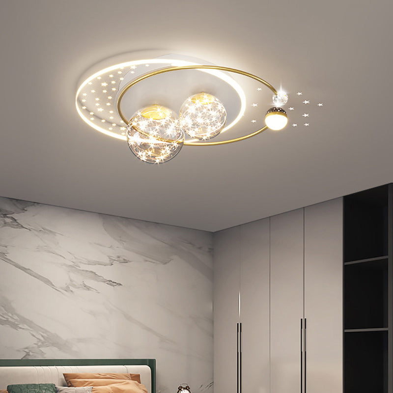 Étoile créative contemporaine ronde en fer et acrylique LED plafonnier pour chambre 