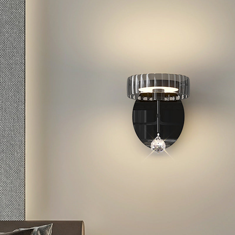 Applique murale LED en verre aluminium fer rond minimaliste moderne pour chambre 