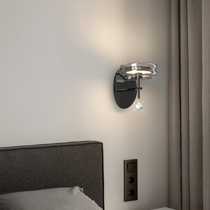 Applique murale LED en verre aluminium fer rond minimaliste moderne pour chambre 