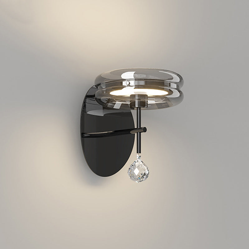 Applique murale LED en verre aluminium fer rond minimaliste moderne pour chambre 