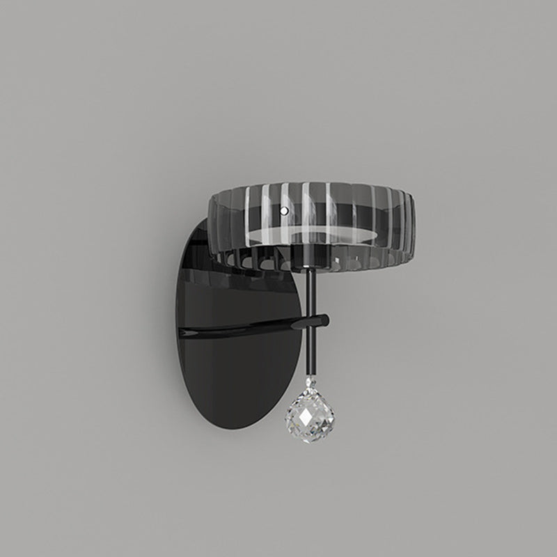 Applique murale LED en verre aluminium fer rond minimaliste moderne pour chambre 