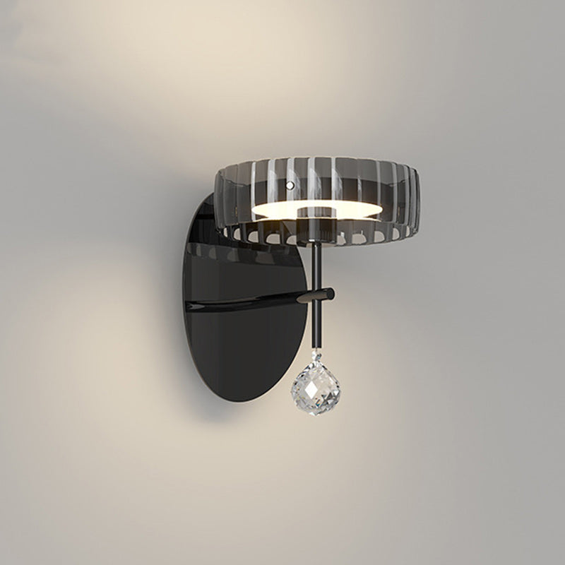 Applique murale LED en verre aluminium fer rond minimaliste moderne pour chambre 