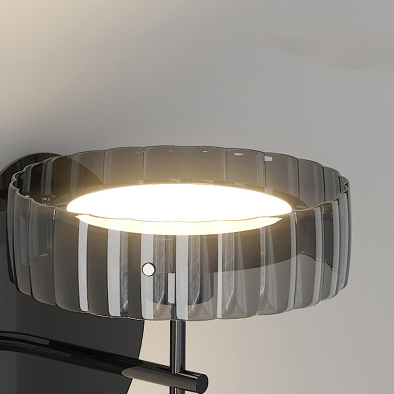 Applique murale LED en verre aluminium fer rond minimaliste moderne pour chambre 