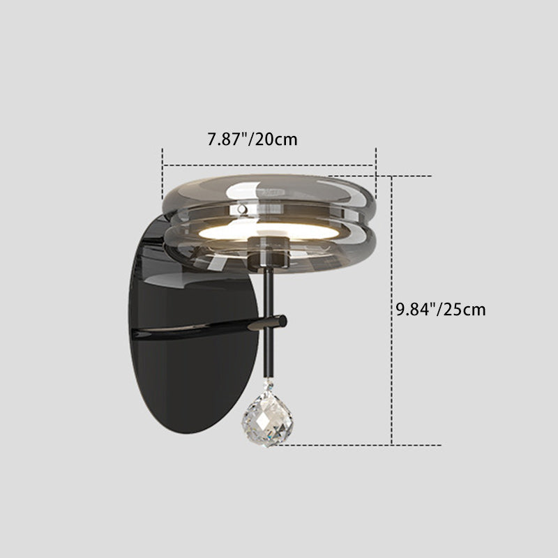 Applique murale LED en verre aluminium fer rond minimaliste moderne pour chambre 