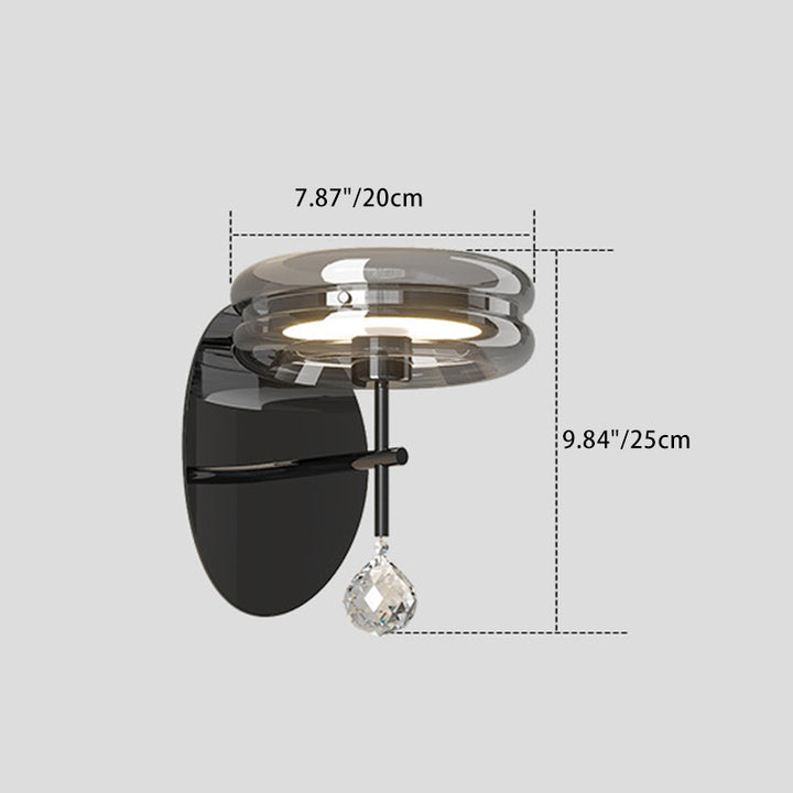 Applique murale LED en verre aluminium fer rond minimaliste moderne pour chambre 