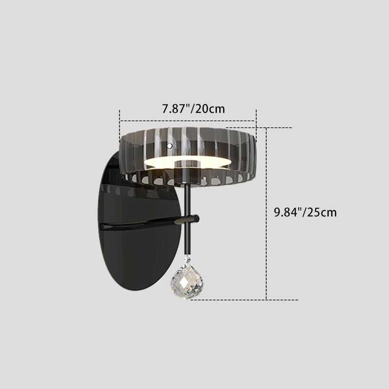 Applique murale LED en verre aluminium fer rond minimaliste moderne pour chambre 