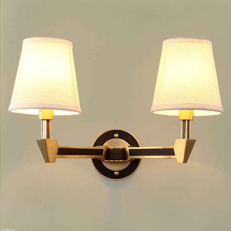 Applique Murale Traditionnelle Rustique en Verre de Cuivre Cylindrique 1/2 Lumière pour Salon 