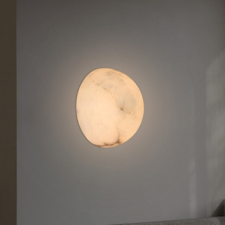 Applique murale contemporaine scandinave ronde en cuivre et marbre à 1 lumière pour chambre à coucher 