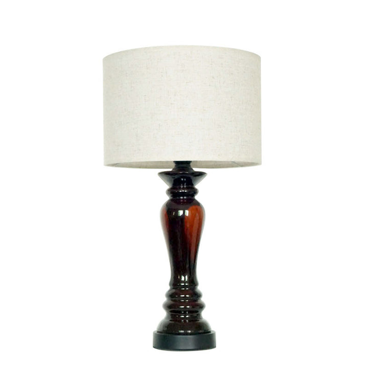 Lámpara de Mesa de 1 Luz de Cerámica Metálica de Tela Cilíndrica Vintage Tradicional para Dormitorio 