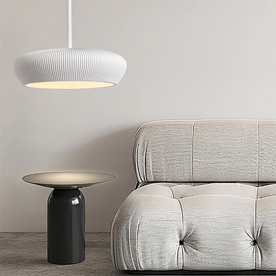 Contemporary Scandinavian Round Iron Plaster LED Pendant Light For Living Room