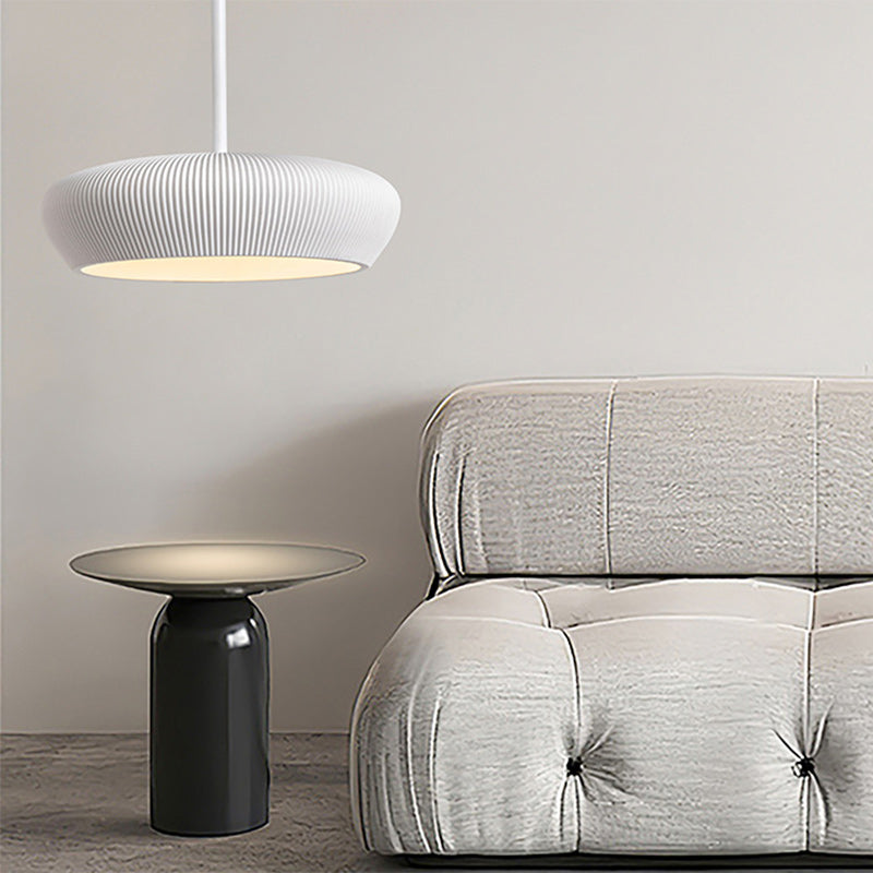 Contemporary Scandinavian Round Iron Plaster LED Pendant Light For Living Room