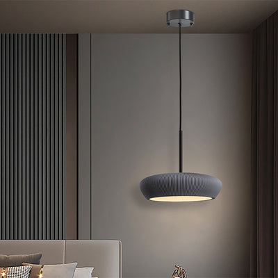 Contemporary Scandinavian Round Iron Plaster LED Pendant Light For Living Room