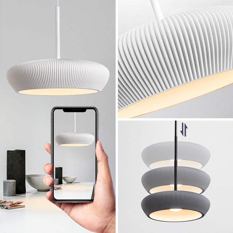 Contemporary Scandinavian Round Iron Plaster LED Pendant Light For Living Room