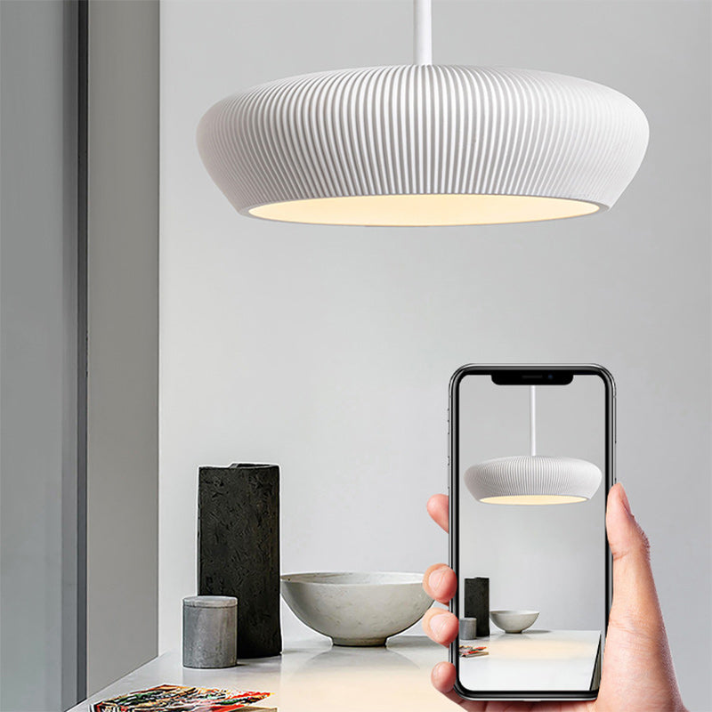 Contemporary Scandinavian Round Iron Plaster LED Pendant Light For Living Room