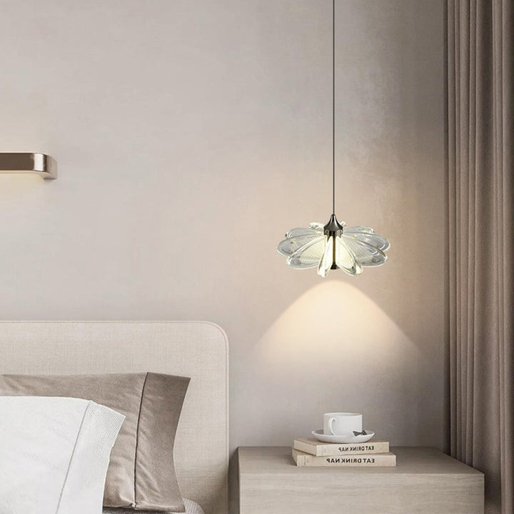 Contemporary Scandinavian Petal Round Acrylic Aluminum LED Pendant Light For Bedroom
