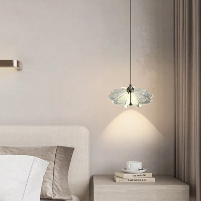 Contemporary Scandinavian Petal Round Acrylic Aluminum LED Pendant Light For Bedroom
