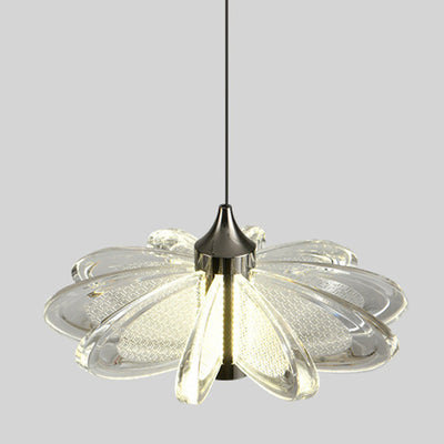 Contemporary Scandinavian Petal Round Acrylic Aluminum LED Pendant Light For Bedroom