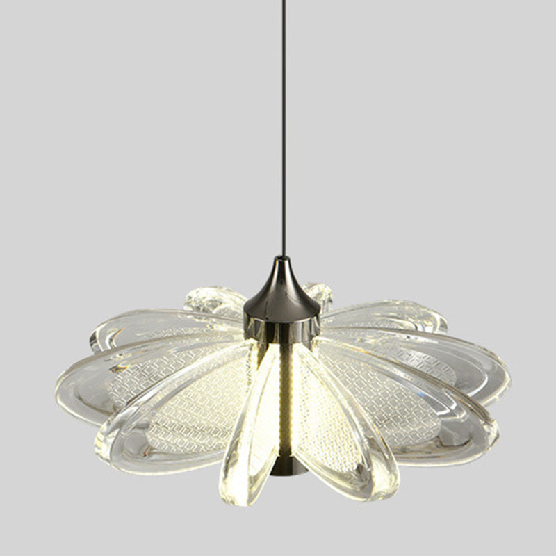 Contemporary Scandinavian Petal Round Acrylic Aluminum LED Pendant Light For Bedroom