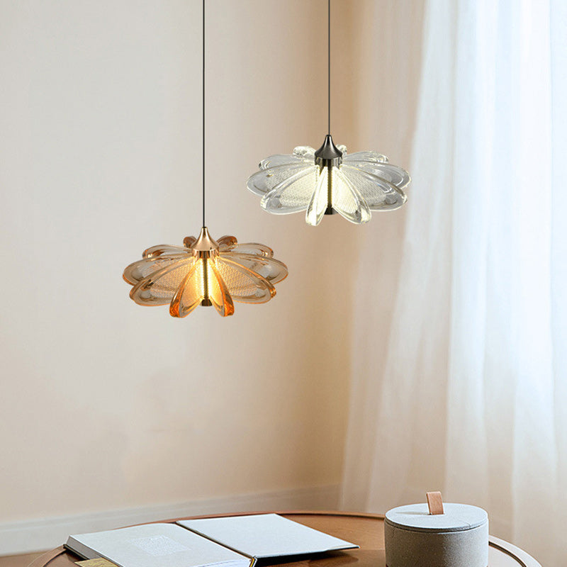 Contemporary Scandinavian Petal Round Acrylic Aluminum LED Pendant Light For Bedroom