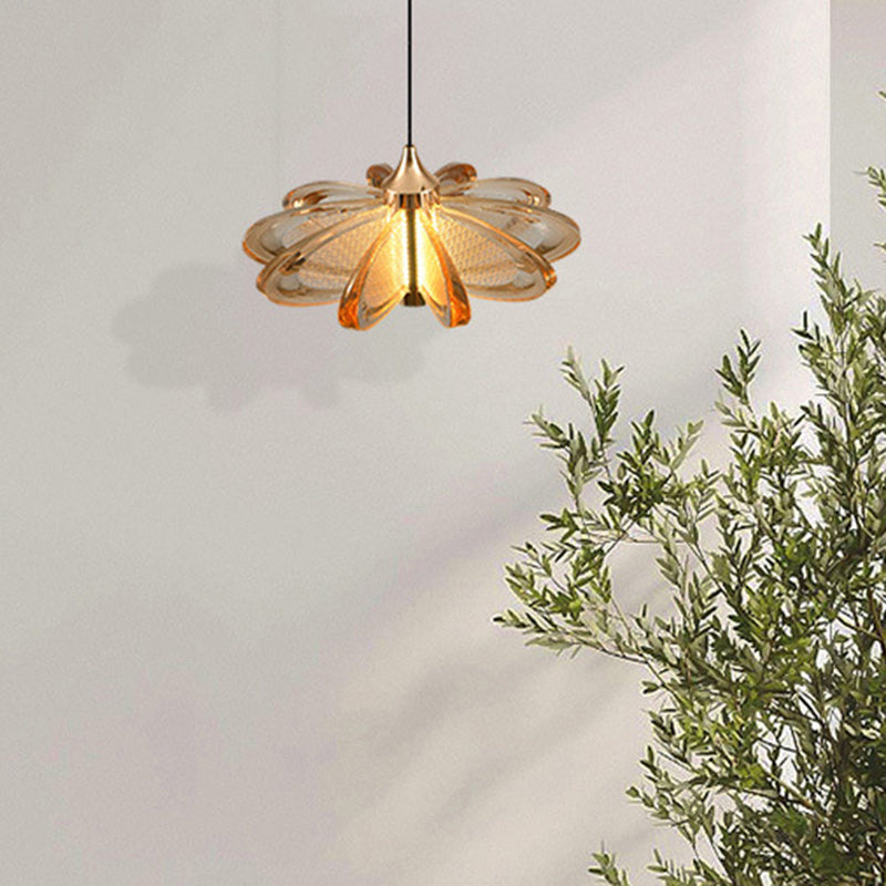 Contemporary Scandinavian Petal Round Acrylic Aluminum LED Pendant Light For Bedroom