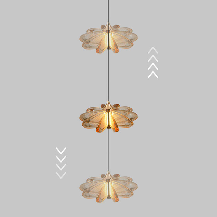 Contemporary Scandinavian Petal Round Acrylic Aluminum LED Pendant Light For Bedroom