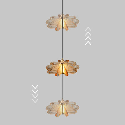Contemporary Scandinavian Petal Round Acrylic Aluminum LED Pendant Light For Bedroom