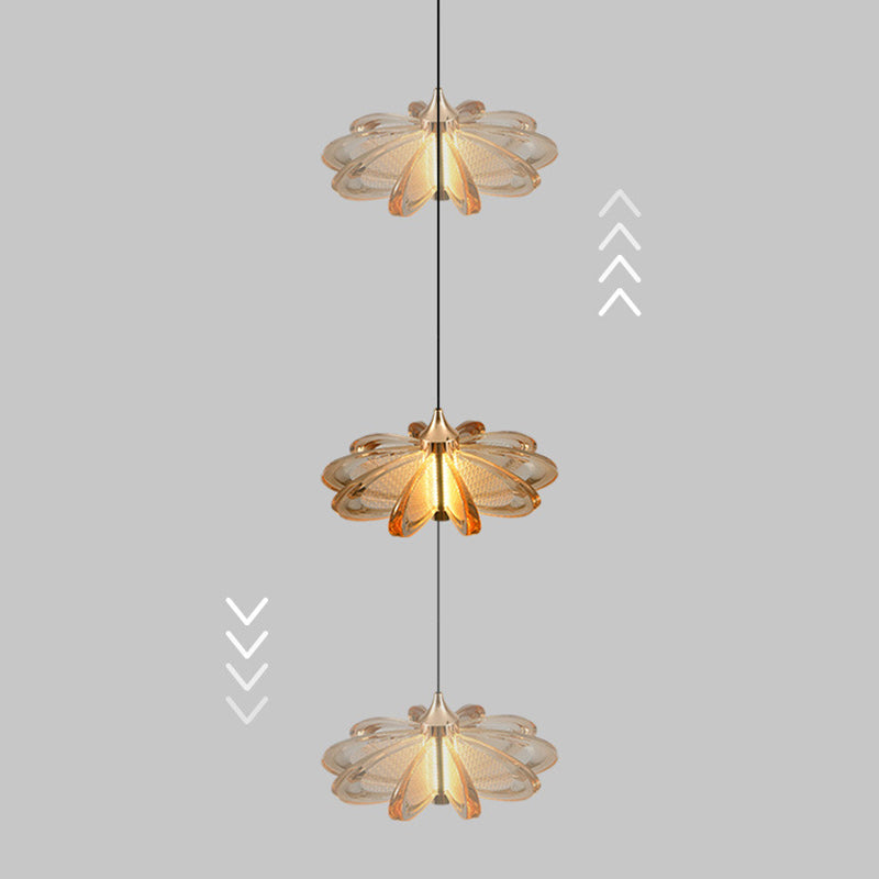 Contemporary Scandinavian Petal Round Acrylic Aluminum LED Pendant Light For Bedroom