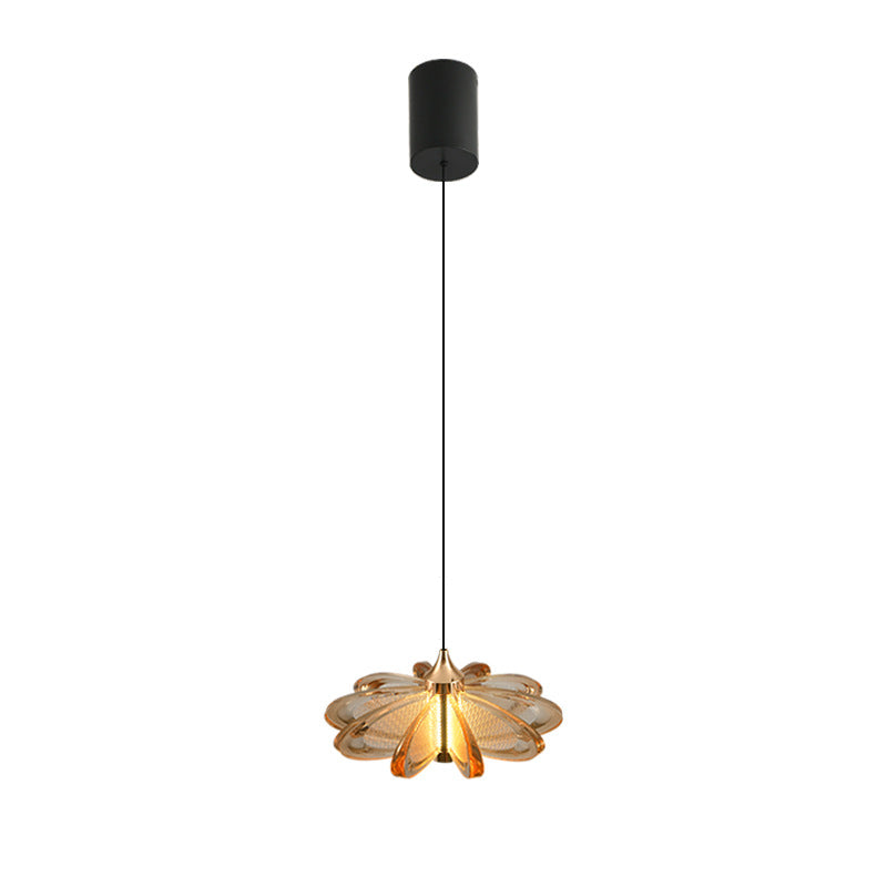 Contemporary Scandinavian Petal Round Acrylic Aluminum LED Pendant Light For Bedroom