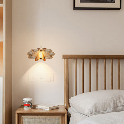 Contemporary Scandinavian Petal Round Acrylic Aluminum LED Pendant Light For Bedroom