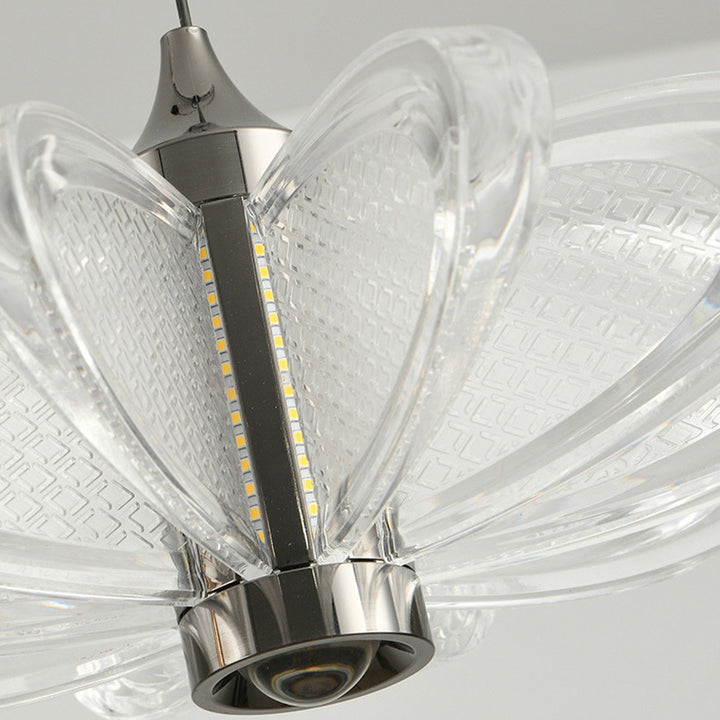 Contemporary Scandinavian Petal Round Acrylic Aluminum LED Pendant Light For Bedroom