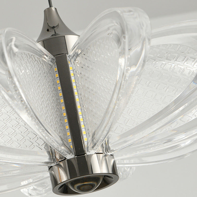 Contemporary Scandinavian Petal Round Acrylic Aluminum LED Pendant Light For Bedroom