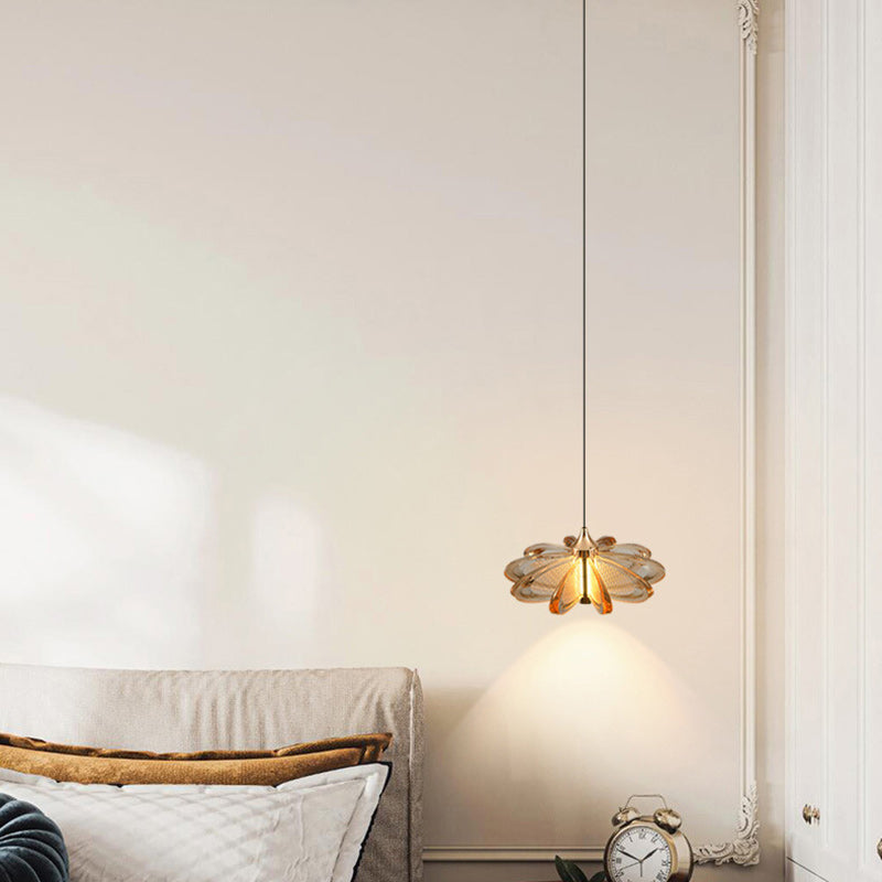 Contemporary Scandinavian Petal Round Acrylic Aluminum LED Pendant Light For Bedroom