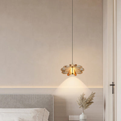 Contemporary Scandinavian Petal Round Acrylic Aluminum LED Pendant Light For Bedroom