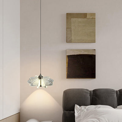 Contemporary Scandinavian Petal Round Acrylic Aluminum LED Pendant Light For Bedroom