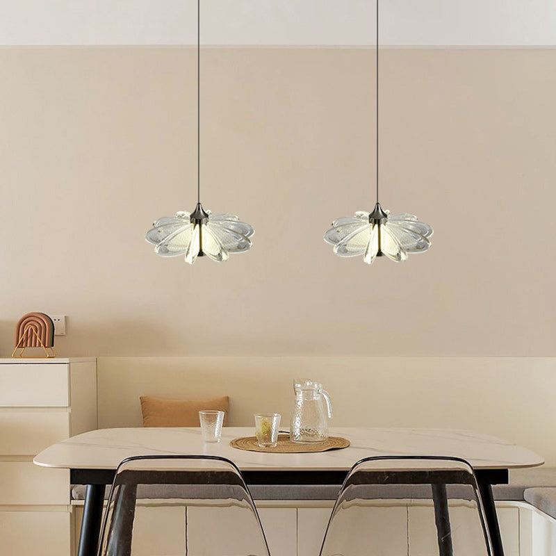Contemporary Scandinavian Petal Round Acrylic Aluminum LED Pendant Light For Bedroom