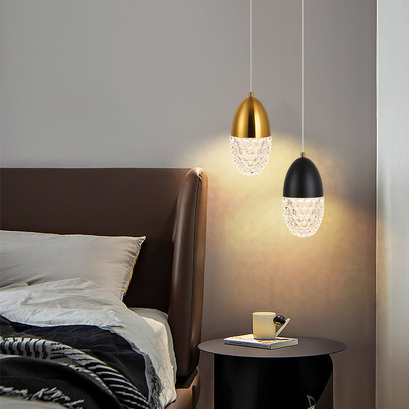 Moderne Luxus ovale Metallglas LED Pendelleuchte für Schlafzimmer 
