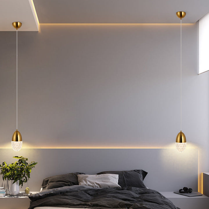 Moderne Luxus ovale Metallglas LED Pendelleuchte für Schlafzimmer 